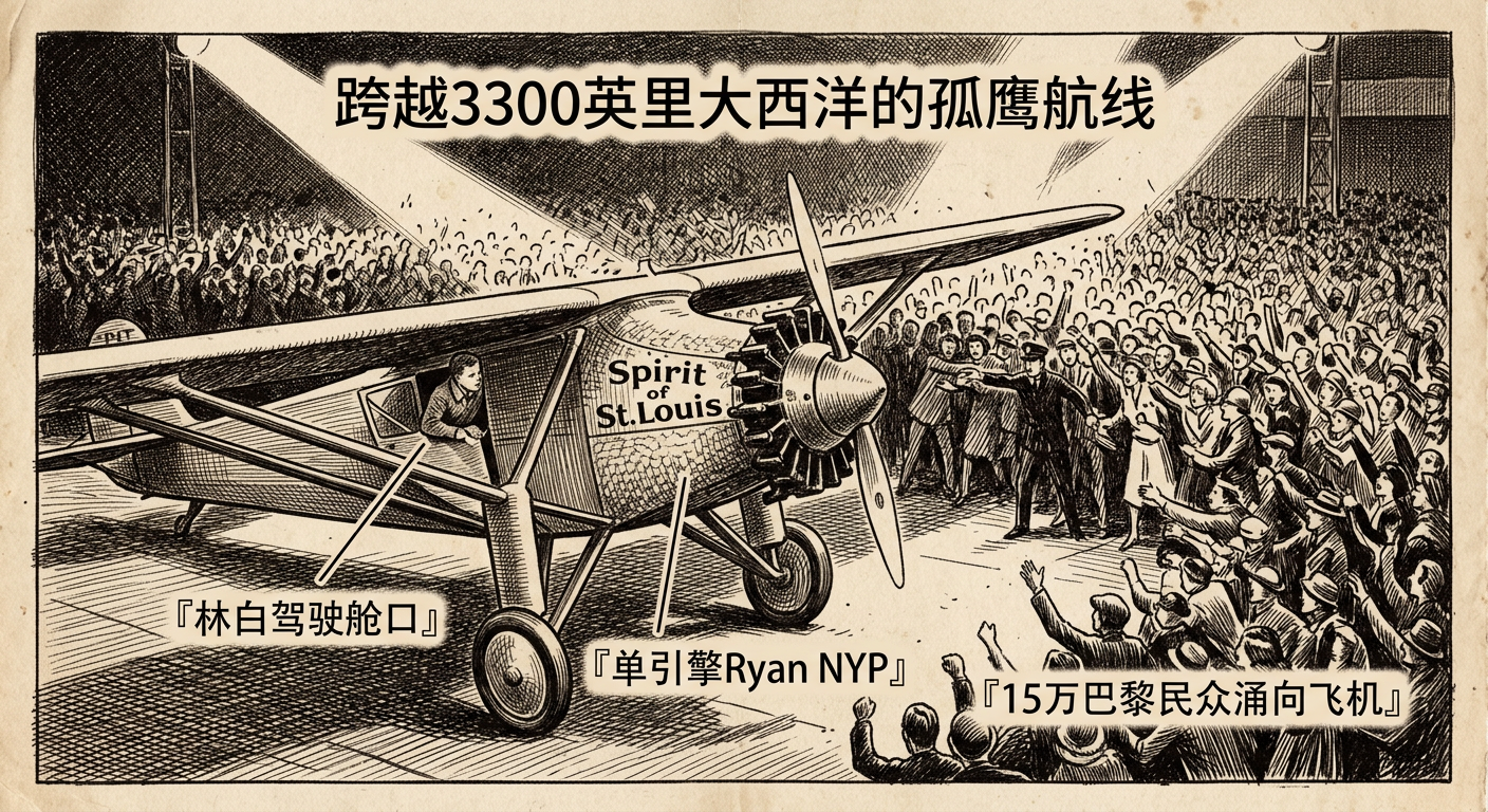 5月21日：1927年查尔斯·林白单人飞越大西洋登陆巴黎