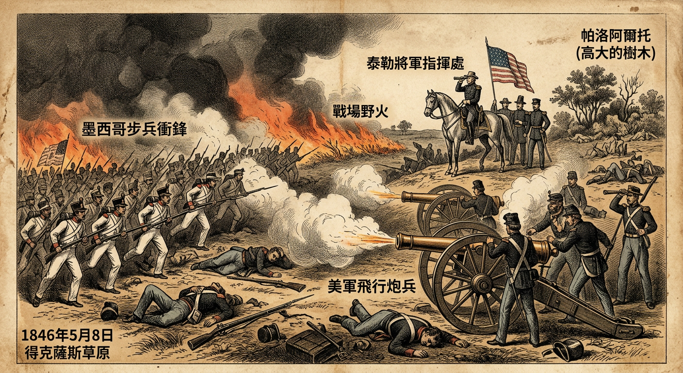 1846年5月8日：美国与墨西哥在帕洛阿尔托的首次大战