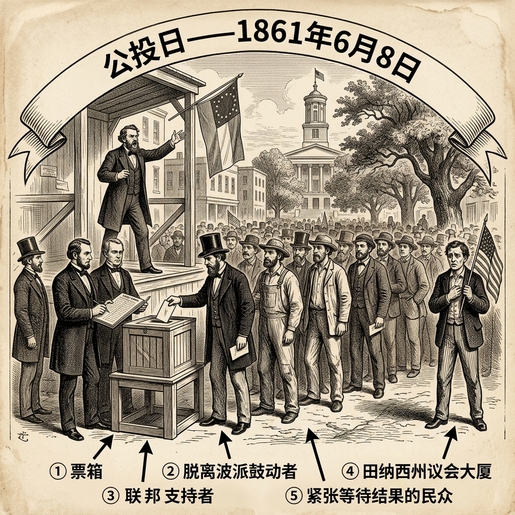 1861年6月8日：田纳西州公投脱离联邦，南北战争裂痕加深