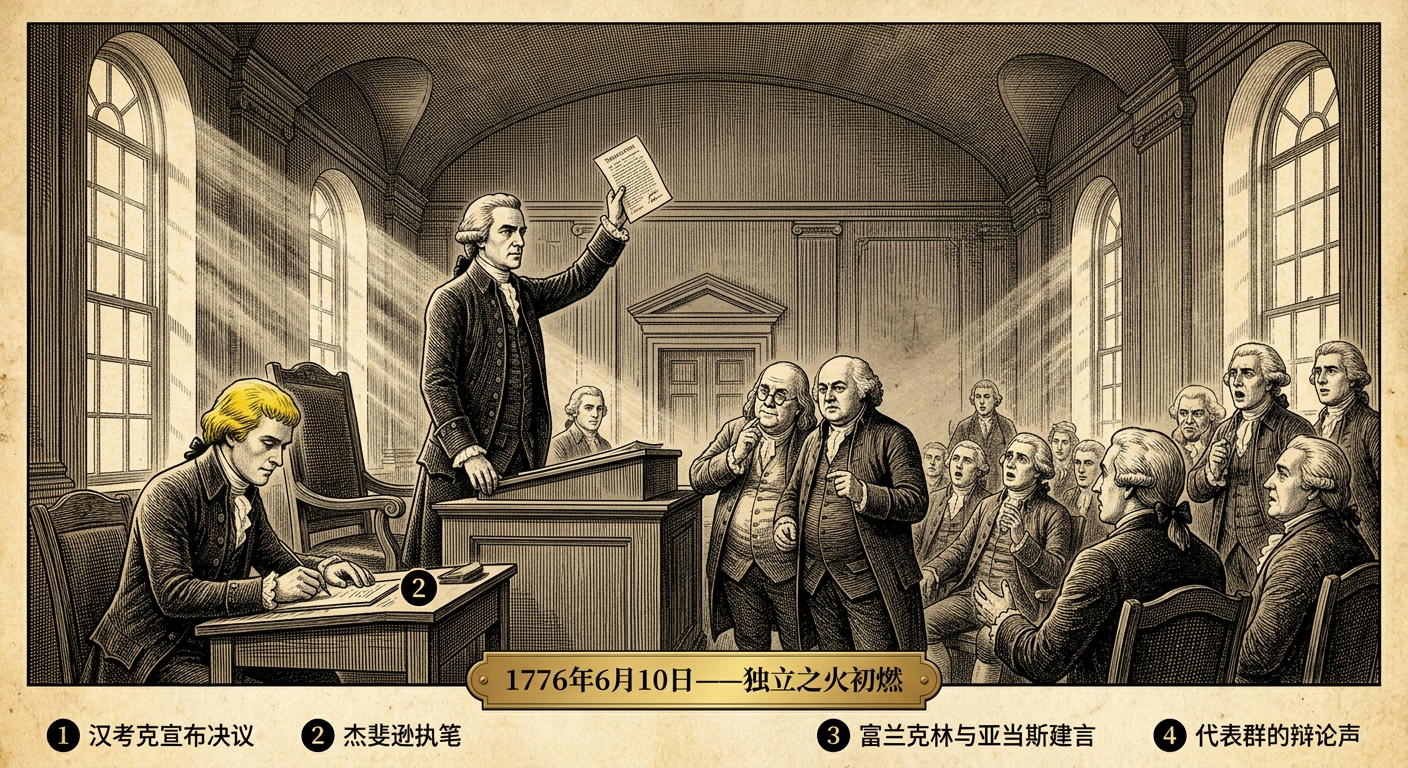 1776年6月10日:大陆会议任命《独立宣言》起草委员会——美国独立的转折点