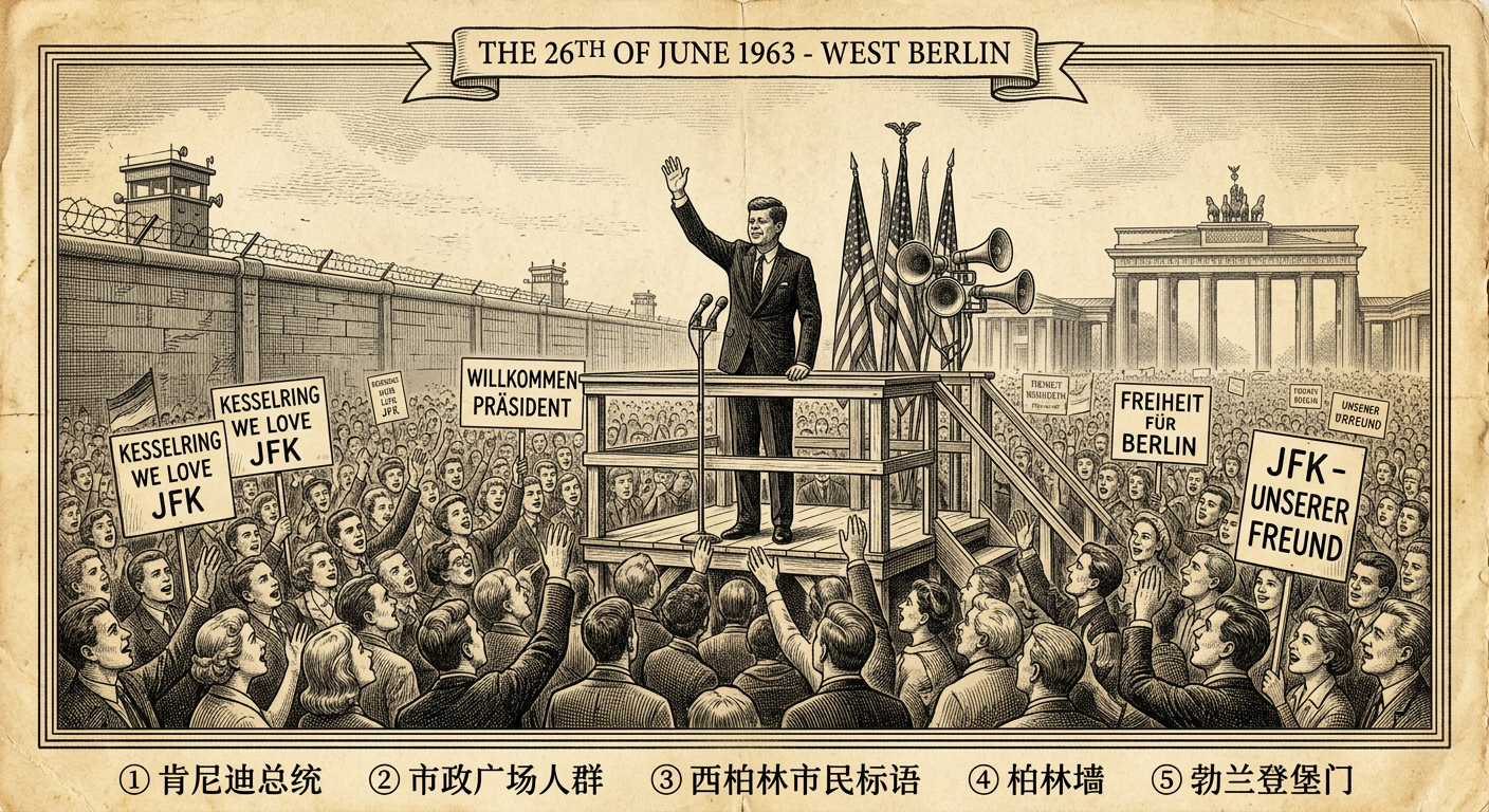 1963年6月26日：肯尼迪在柏林发出“我是柏林人”的宣言