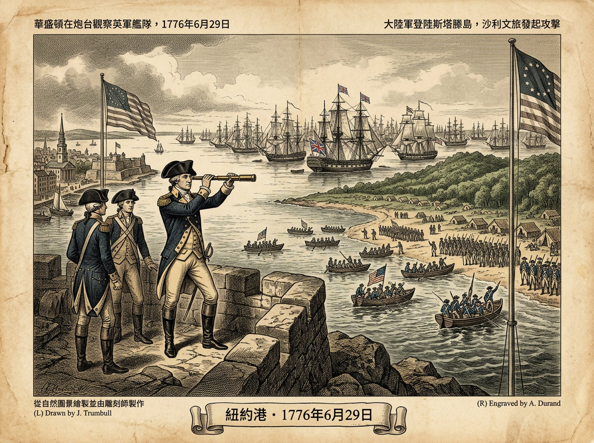 1776年6月29日：大陆军登陆斯塔滕岛与独立战争转折点