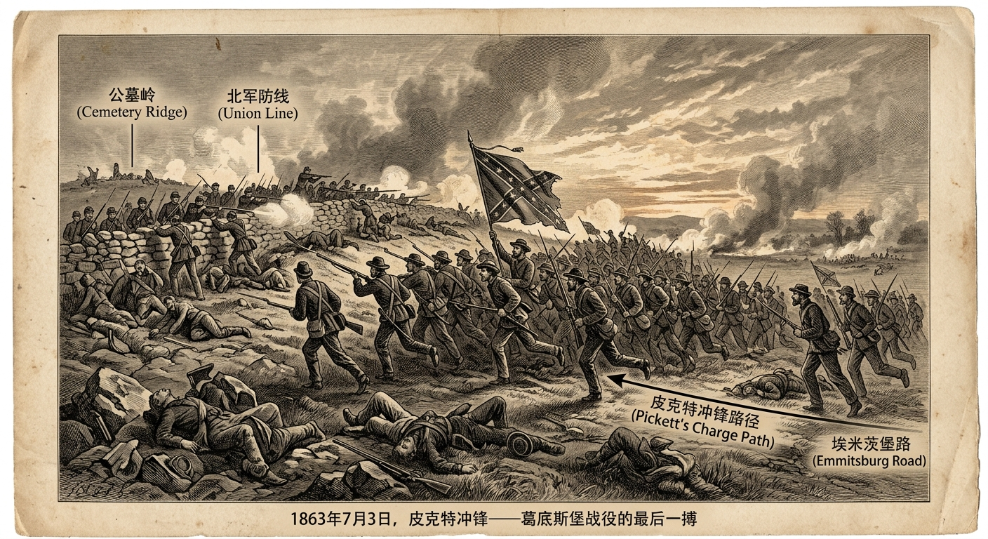 1863年7月3日：葛底斯堡战役的最后一天——皮克特冲锋的悲歌