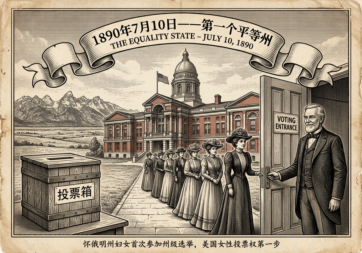 1890年7月10日：怀俄明成为美国第44个州——西部女性投票权的里程碑