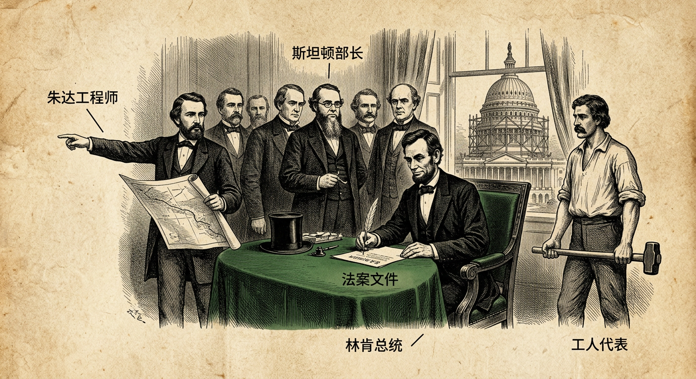 1862年7月12日：太平洋铁路法案签署，美国横贯大陆铁路的起点