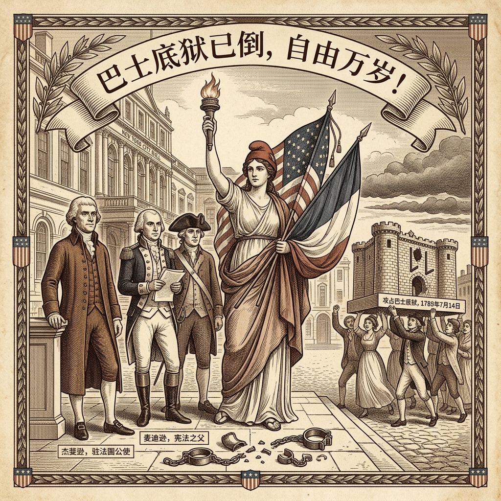 1789年7月14日：巴士底狱陷落，美国与法国的自由之约