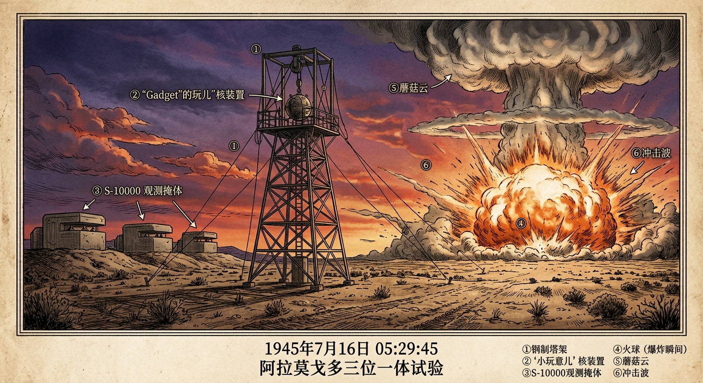 1945年7月16日：人类首次核试验“三位一体”引爆新墨西哥沙漠
