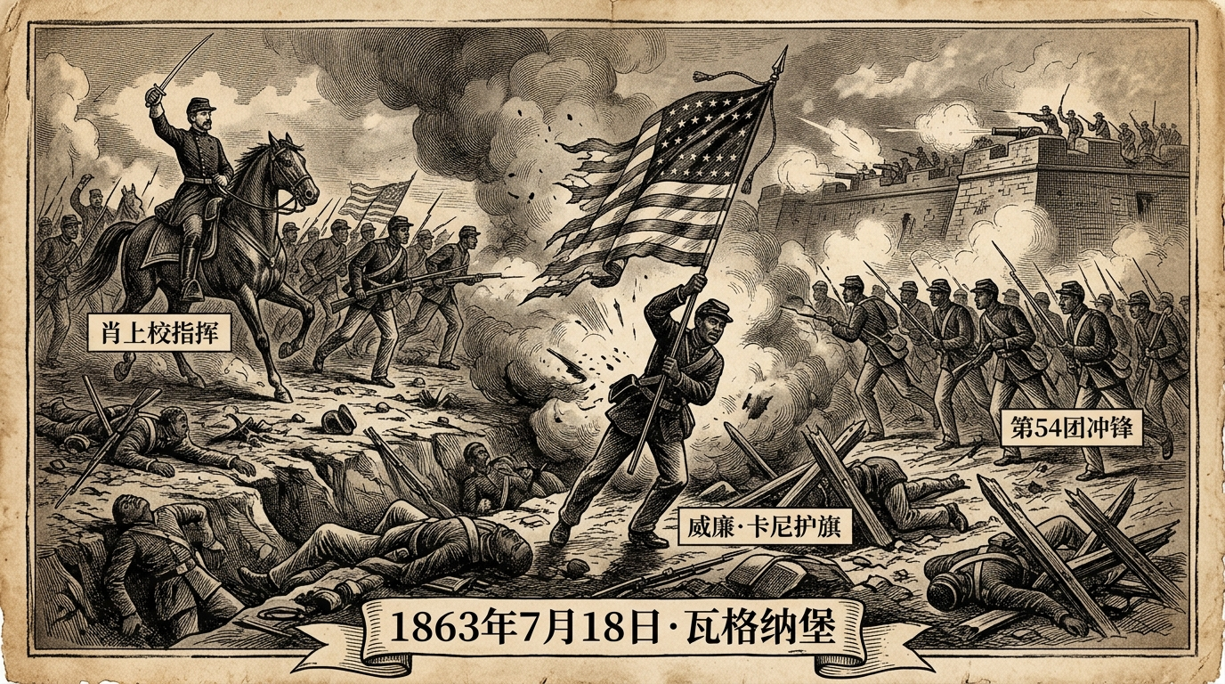 1863年7月18日：瓦格纳堡战役——黑人士兵的史诗冲锋