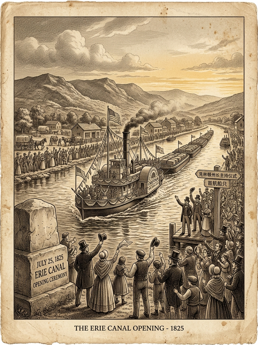 1825年7月25日：伊利运河通航——美国经济腾飞的“水上大动脉”