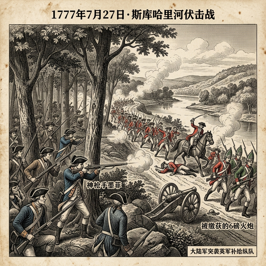 1777年7月27日：美国独立战争中的“大炮与斯库哈里河之战”——一场改变战争进程的伏击