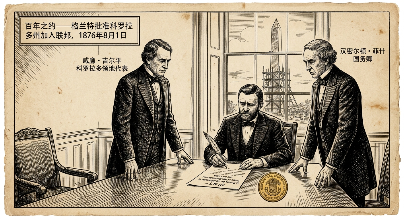 1876年8月1日：科罗拉多州加入联邦——“百年州”的诞生