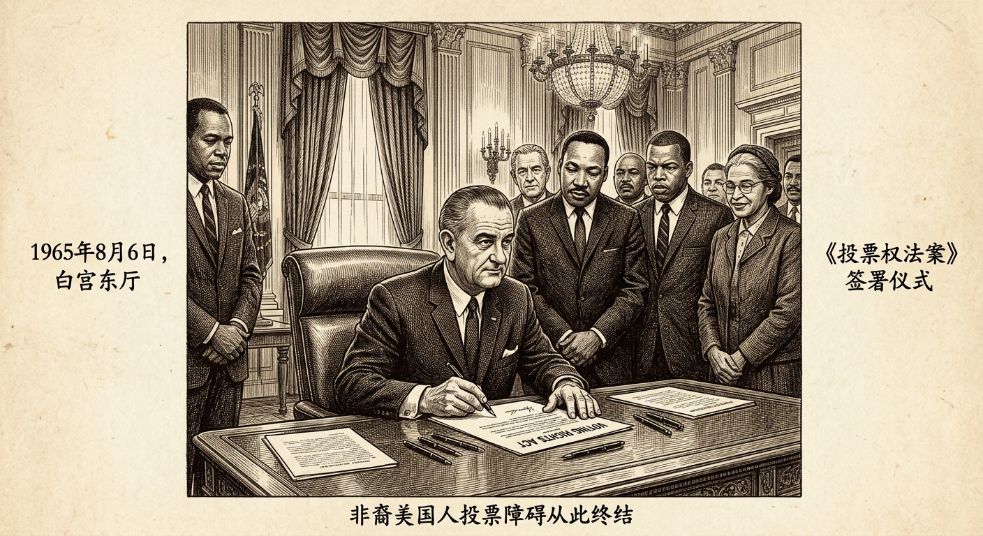 1965年8月6日：投票权法案签署——美国民主的里程碑