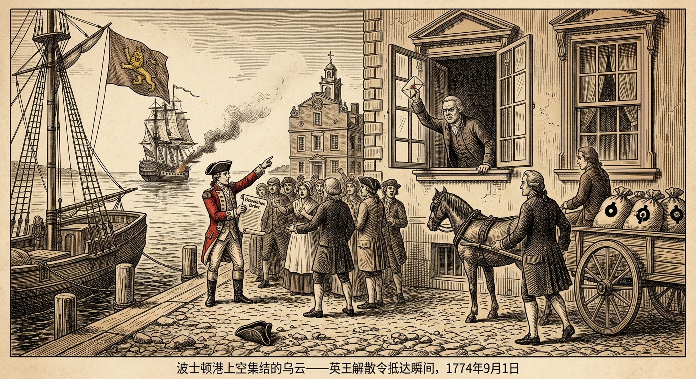 1774年9月1日：英王解散大陆会议前夕，波士顿港的愤怒与谋略