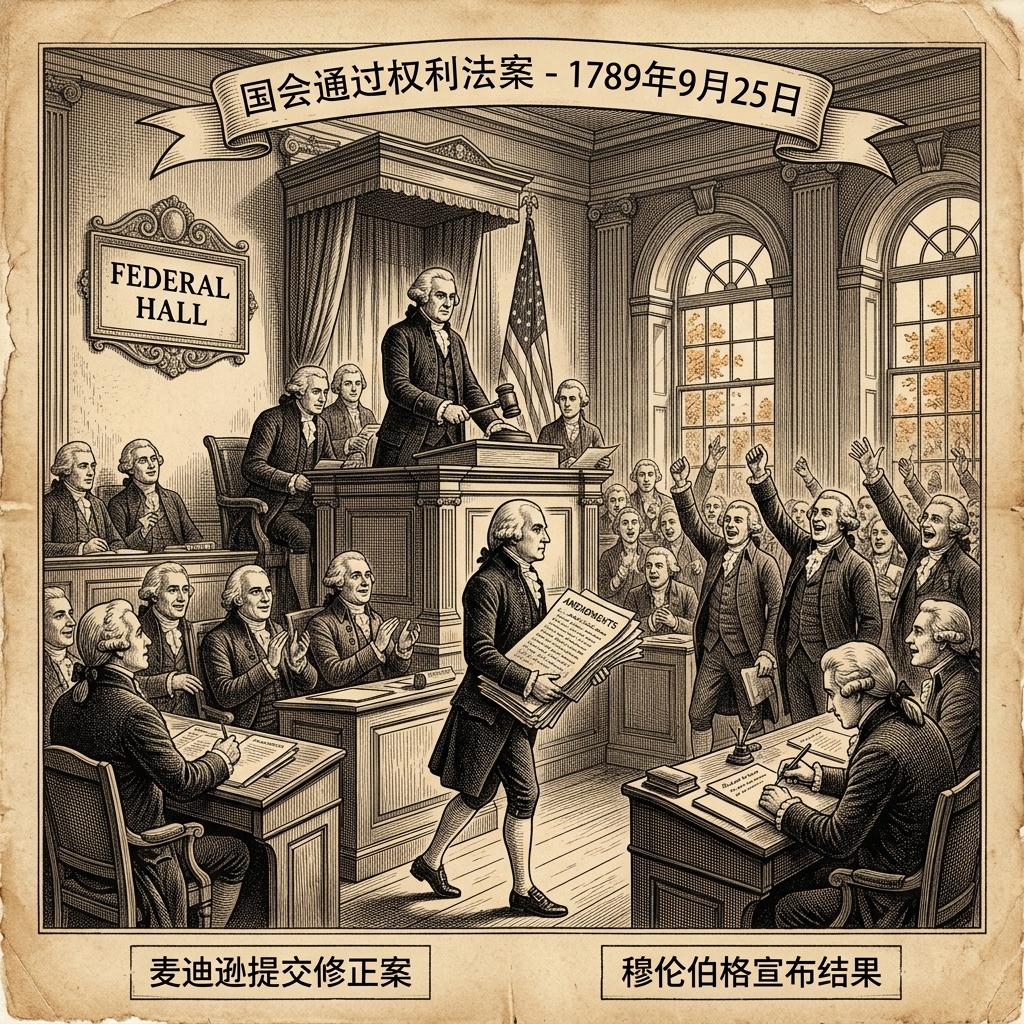 1789年9月25日：美国国会通过《权利法案》，奠定自由基石