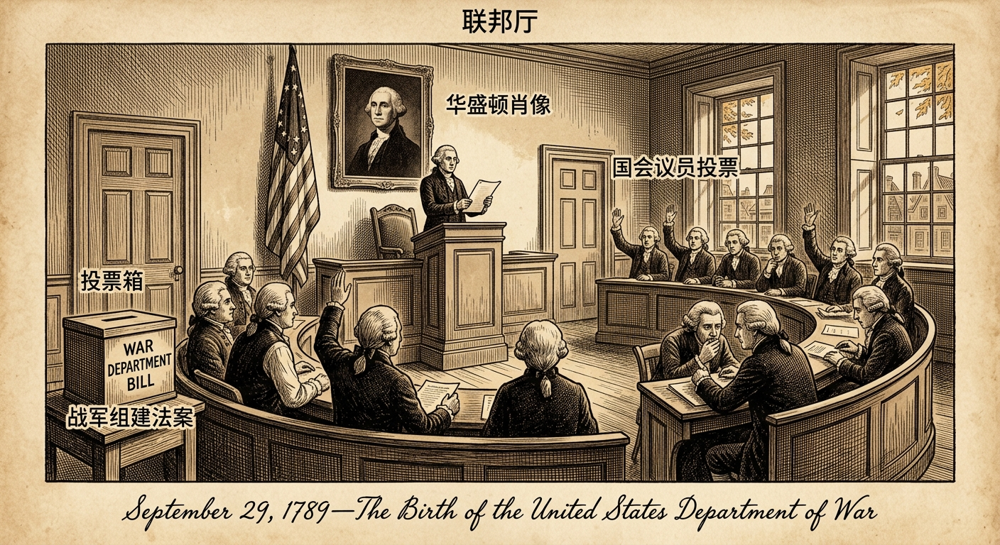 1789年9月29日：美国国父们正式组建军方机构——战争部成立